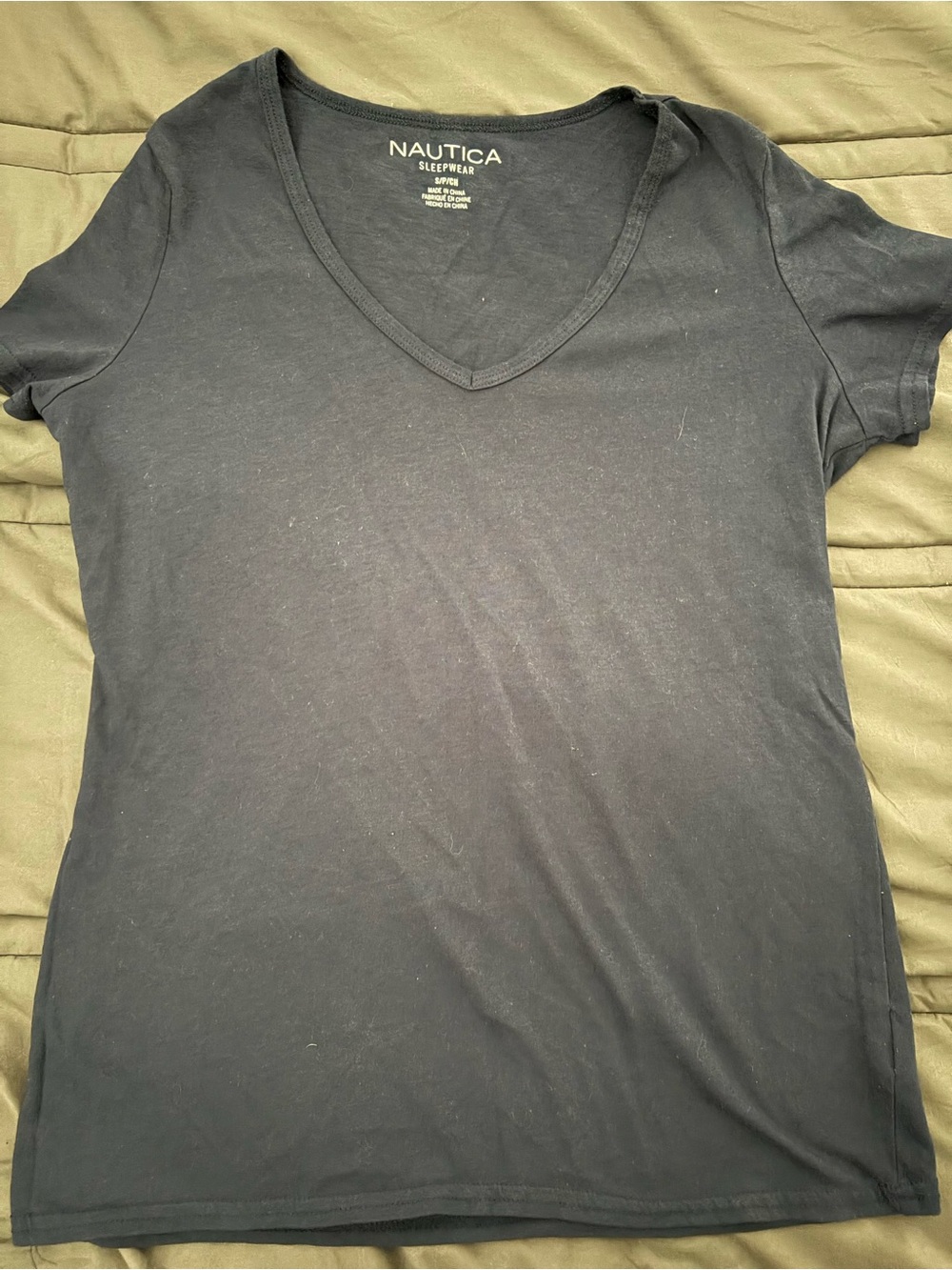Nautica Women's V-Neck Short Sleeve Top - navy blue sleepwear